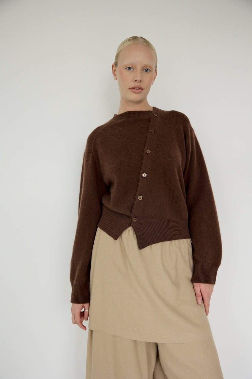 The Asymmetric Cashmere Knit Cardigan - pre order